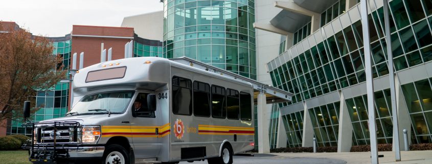 brite bus outside of hospital